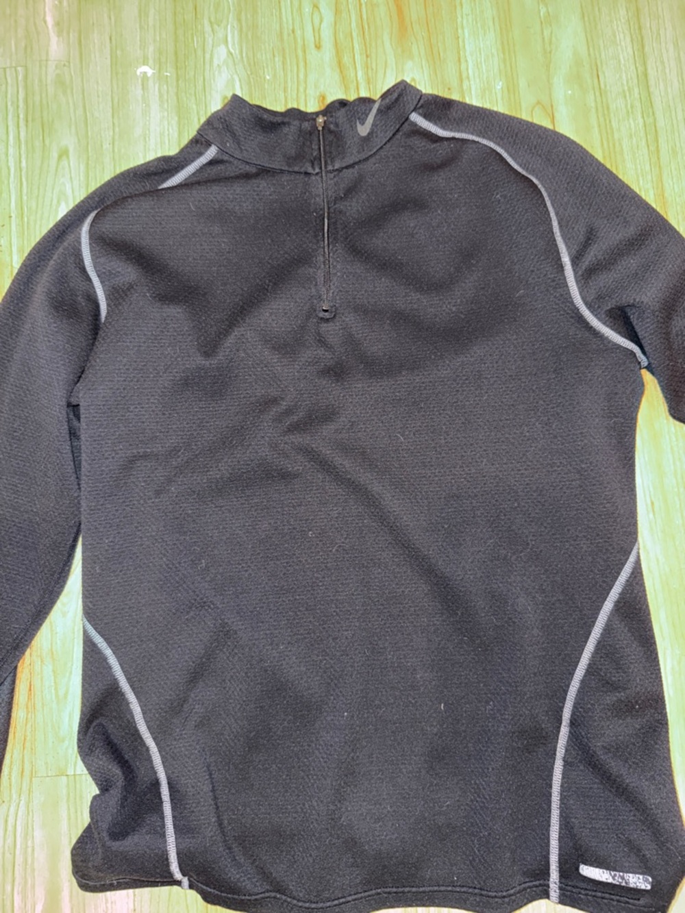 Nike Men’s Black Half-Zip Athletic Sweater with Gray Piping
